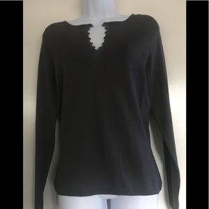 EDWARD PETITE, 80% silk,size PM,gray-plum sweaters